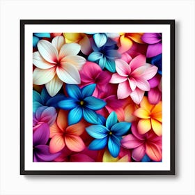 Colorful Flowers Wallpaper Art Print