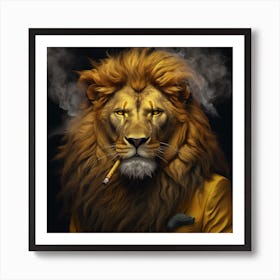 Armadiler Lion King Smoking Cigar Hyper Realistic Art Print