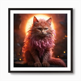 Cat With Pink Hair Art Print