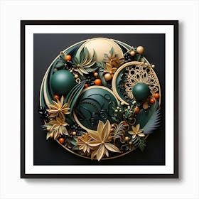 Christmas 3d Paper Art 1 Art Print