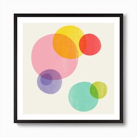 Rainbow Bubbles Square Nursery Art Print