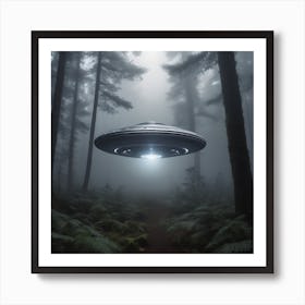 Alien Spacecraft In The Forest 1 Art Print