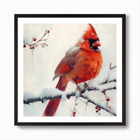 Cardinal In Snow 1 Art Print