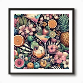 Tropical Fruit Seamless Pattern Art Print