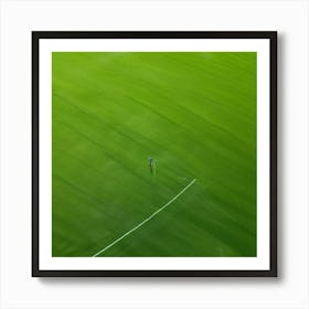 Lawn Green Grass Line Drone Person Surface Field Descending Adult Day Greenery Sharpened (6) Art Print