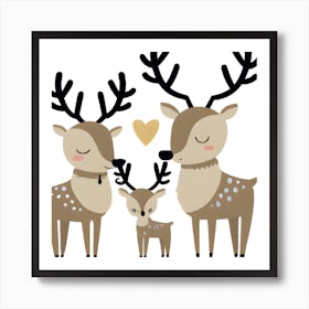 Cute Deer Family Art Print