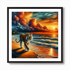 Tiger sunset Art Print