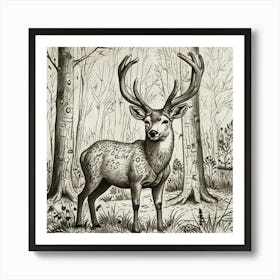 Deer In The Woods 92 Art Print