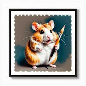 Hamster Holding A Pencil Art Print