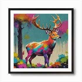 Colorful Deer Art Print