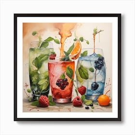 Three Drinks Art Print