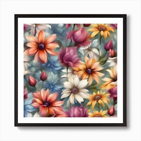 Seamless Floral Pattern 2 Art Print