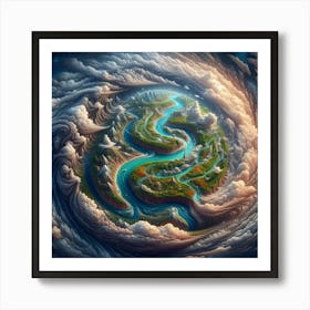 3 Dimensional Rivers In The Country Swirls In A Vortex Of Storm Clouds 4 Art Print