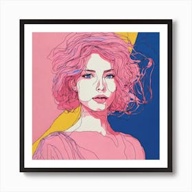 Portrait Of A Woman With Pink Hair Art Print