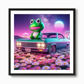 Frog On A Car 1 Art Print