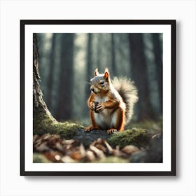 Red Squirrel In The Forest 9 Art Print