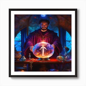 Wizard With A Crystal Ball Art Print