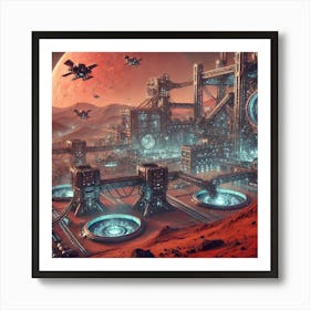 A Detailed Futuristic Scene Showing The Terraformi Art Print