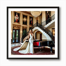 Bride In A White Gown Art Print