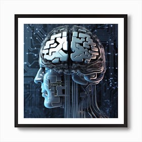 Human Brain With Artificial Intelligence 24 Art Print