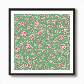 Pink And Green polygons, A Seamless Pattern, Flat Art, 164 Art Print