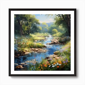 Lyrical Riverside Reverie: A Monetian Tapestry Art Print