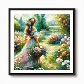 Girl In The Garden On A Sunny Day Art Print Art Print