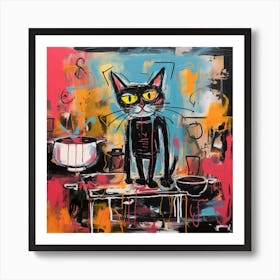 Cat In The Kitchen 1 Art Print