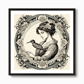 Lady With A Bird Art Print