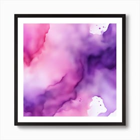 Beautiful pink lavender abstract background. Drawn, hand-painted aquarelle. Wet watercolor pattern. Artistic background with copy space for design. Vivid web banner. Liquid, flow, fluid effect. 1 Art Print