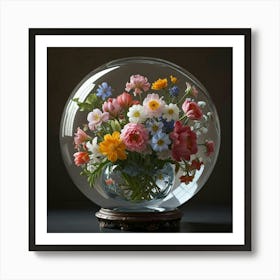 Flowers In A Glass Vase Art Print