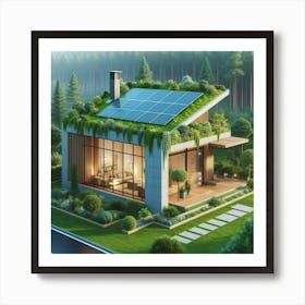 Green House With Solar Panels 1 Art Print