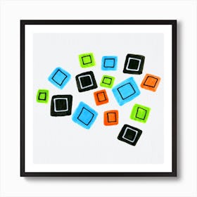 Multicolor Squares Scattered Art Print