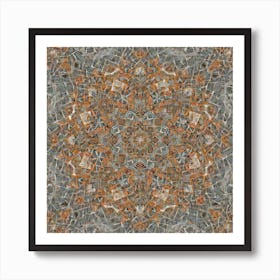 Firefly Beautiful Modern Detailed Indian Mandala Pattern In Neutral Gray, Silver, Copper, Tan, And C (1) Art Print