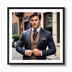 Male Brown Hair Man Brunette Natural Handsome Stylish Confident Charming Masculine Dapper Art Print