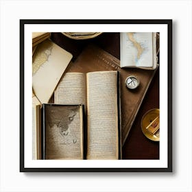 Antique Books And Maps Art Print
