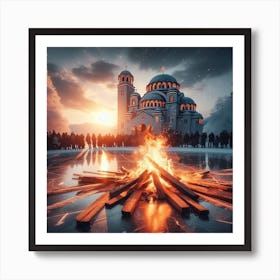 Christian Church In Winter Art Print