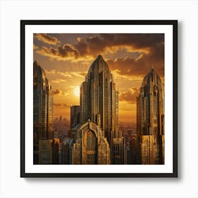 Dubai Skyline At Sunset 1 Art Print