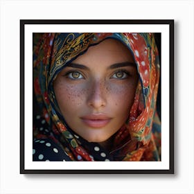 Portrait Of A Woman With Freckles Art Print