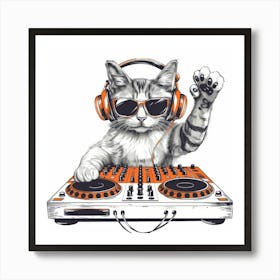 Dj Cat Art Print