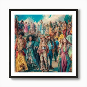 Group Of People In Costumes Art Print