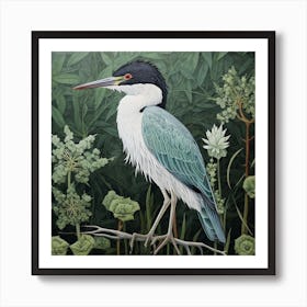 Ohara Koson Inspired Bird Painting Green Heron 3 Square Art Print