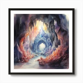 Watercolour Of A Cave Art Print