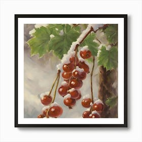 Red Currants In The Snow 1 Art Print