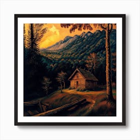 Cabin In The Woods 1 Art Print