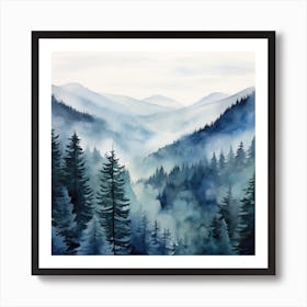 Watercolor Of Mountains 1 Art Print