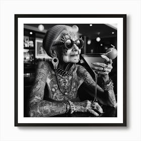 Old Lady With Tattoos Art Print