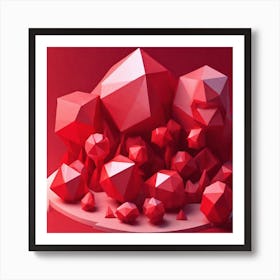 Red Polygons Art Print