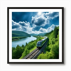 Travel Sky Train Scenery Forest Summer Landscape View Freight Bay Sunlight Green Beautif (13) Art Print