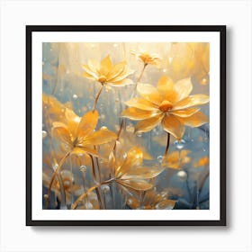 Yellow Flowers In The Rain Art Print